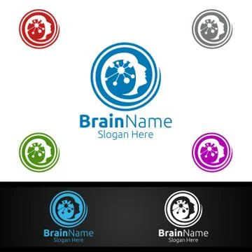 Brain Logo with Think Idea Concept Design Stock Illustration