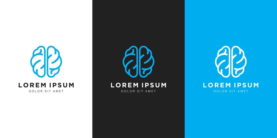 Brain logo vector design line art Stock Illustration