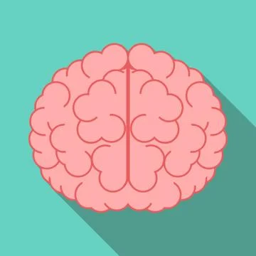 Brain with long shadow Stock Illustration