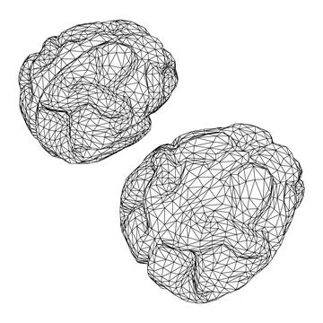 Brain. Low poly abstract digital human brain. Wireframe illustration. 스톡 일러스트