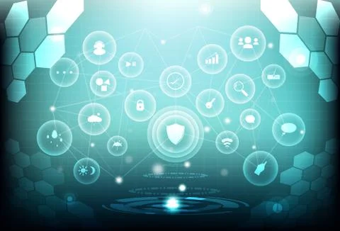 Brain, low polygon symbol activities connection science futuristic technology Stock Illustration