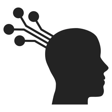 Brain Machine Interface Flat Icon Illustration Illustrazione stock