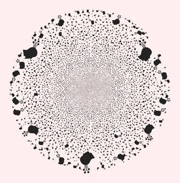 Brain Machine Interface Icon Mosaic Burst Spheric Globula Illustrazione stock