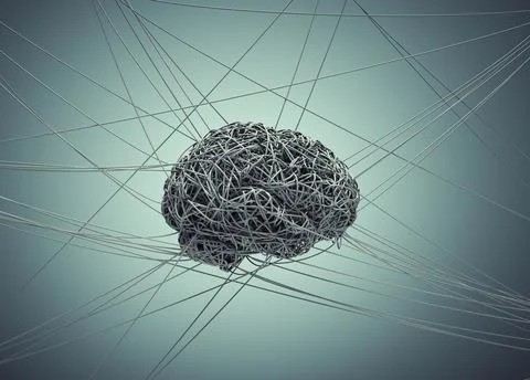 Brain made of wires. Self development and chaotic mind concept. Stock Illustration