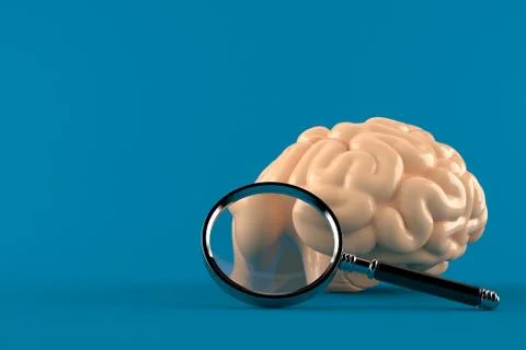 Brain with magnifying glass Stock Illustration
