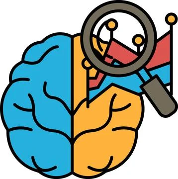 A brain with a magnifying glass on it Illustrazione stock