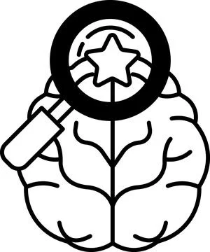 Brain with a magnifying glass on it Illustrazione stock