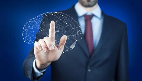 Brain in man hand Foto stock