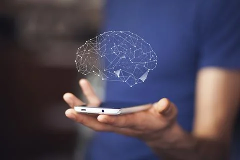 Brain in man hand 스톡 사진
