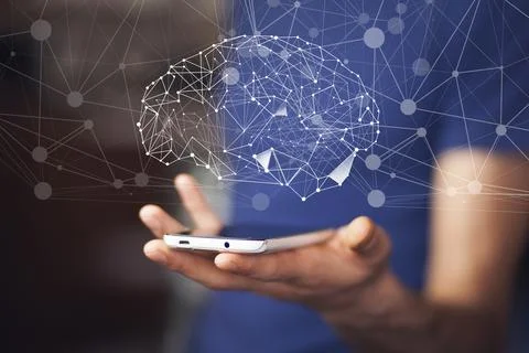 Brain in man hand Stock Photos