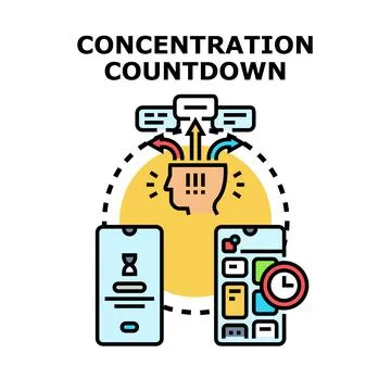 Brain managing distraction during critical countdown period Stock Illustration