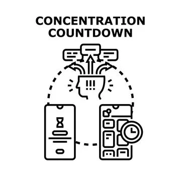 Brain managing distraction during critical countdown period Stock Illustration