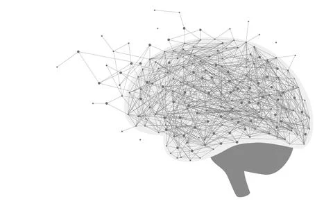A brain with many lines and dots on it Stock Illustration