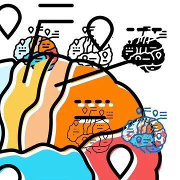 Brain mapping neuroscience neurology styleset color icon vector Stock Illustration