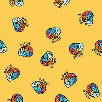 Brain mapping neuroscience neurology vector seamless pattern イラスト素材