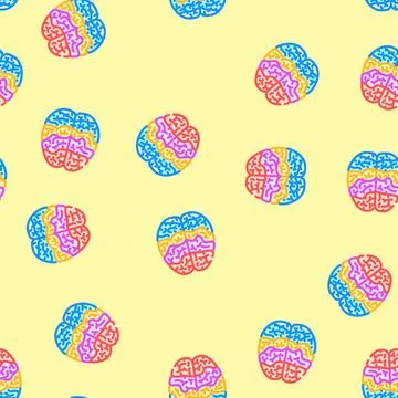 Brain mapping neuroscience neurology vector seamless pattern Stock Illustration