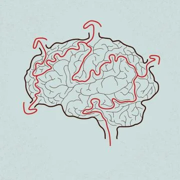 Brain maze with correct path , Vector Stock Illustration
