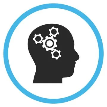 Brain Mechanics Flat Rounded Vector Icon イラスト素材