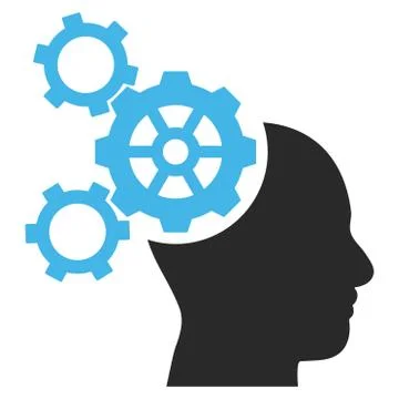 Brain Mechanics Flat Vector Pictogram Stock Illustration