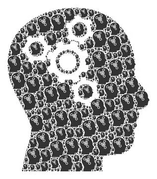 Brain Mechanics Recursion Collage of Itself Items Stock Illustration