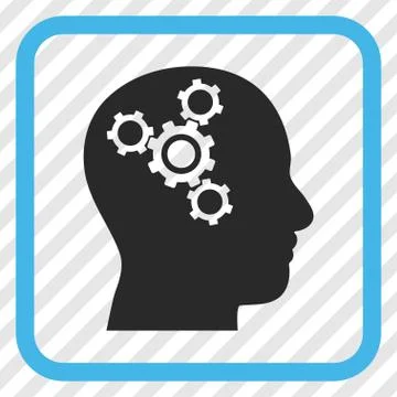 Brain Mechanics Vector Icon In a Frame Stock Illustration