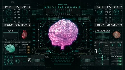 Brain medical HUD interface display Stock Footage 172224491