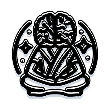 Brain meditating concept for intellectual development and wisdom Stock Illustration