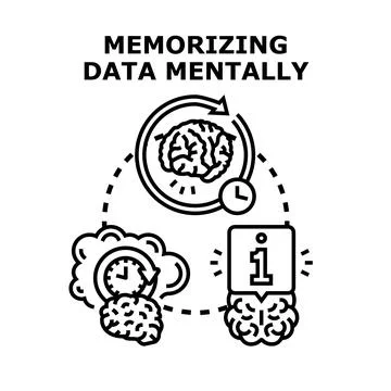 Brain memorizing data, knowledge, and information concept Stock Illustration