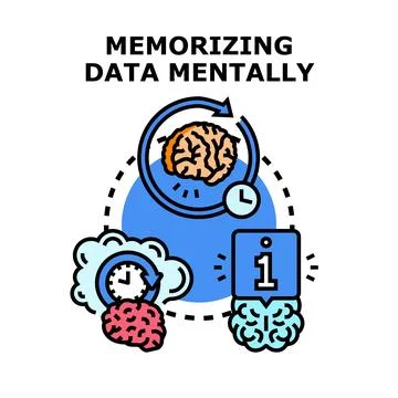 Brain memorizing data, knowledge, and information concept Illustrazione stock