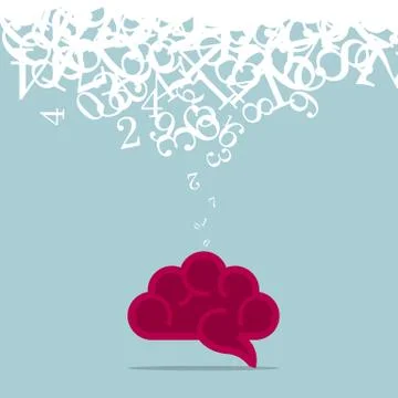 Brain memory design, digital simulation concept.Isolated on blue background. Illustrazione stock