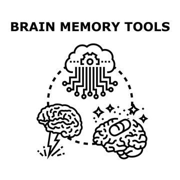 Brain memory enhancement tools and cognitive improvement concept イラスト素材