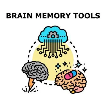 Brain memory enhancement tools and cognitive improvement concept イラスト素材