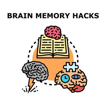 Brain memory hacks improving mental power cognition 스톡 일러스트