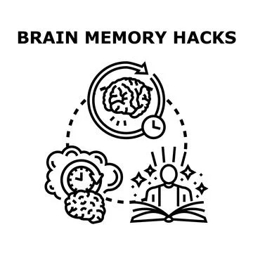 Brain memory hacks inspiring learning and knowledge Stock Illustration