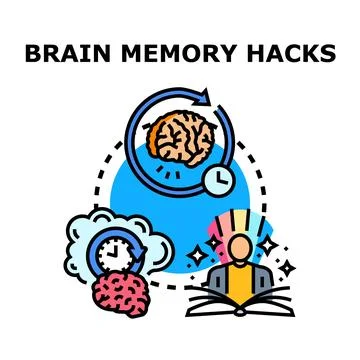 Brain memory hacks inspiring learning and knowledge Stock Illustration