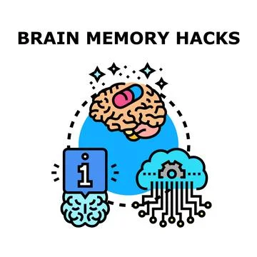 Brain memory hacks for learning and cognitive enhancement Stock Illustration