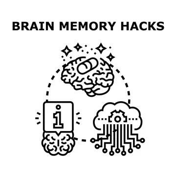 Brain memory hacks for learning and cognitive enhancement Stock Illustration