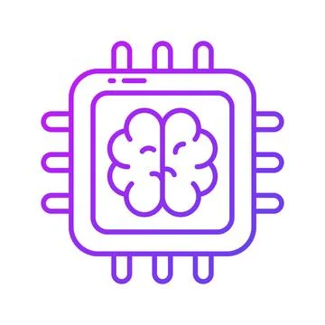 Brain with microchip, ai processor concept vector in trendy style, ready to use Illustrazione stock