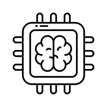 Brain with microchip, ai processor concept vector in trendy style, ready to use Illustrazione stock