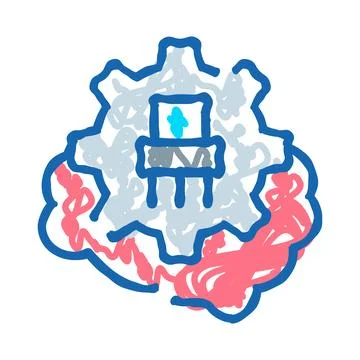 Brain with microchip and gear representing artificial intelligence Stock Illustration