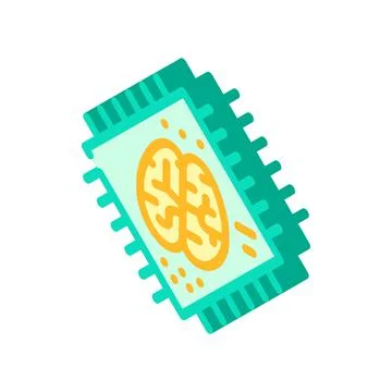 Brain microchip artificial intelligence isometric icon vector illustration Stock Illustration