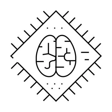 Brain microchip artificial intelligence line icon vector illustration Illustrazione stock