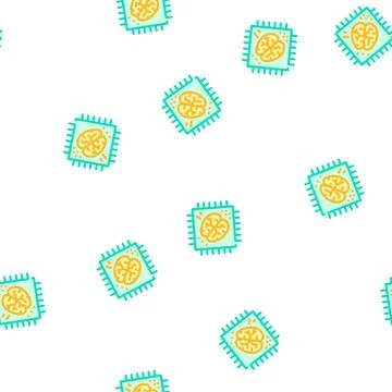 Brain microchip artificial intelligence vector seamless pattern Stock Illustration