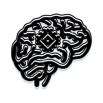 Brain with microchip integrating artificial intelligence and technology Stock Illustration