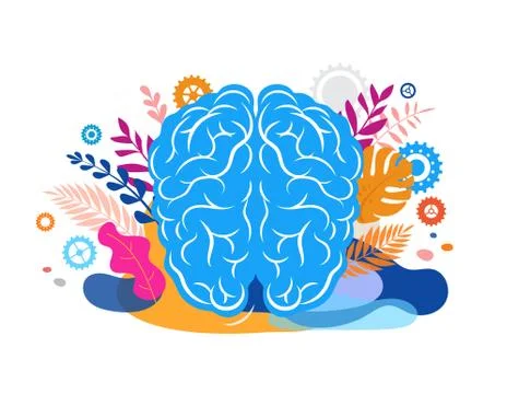 Brain, mind and mindfulness concept illustration. Vector background and poster Stock Illustration