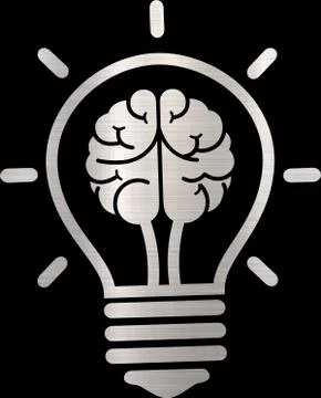 Brain mind bulb thinking illustration innovative silver metallic Illustrazione stock