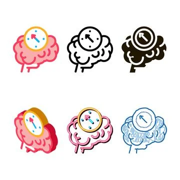 Brain mind compass icon vector concepts outline 库存插图