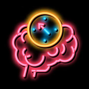 Brain mind compass neon glow icon illustration Illustrazione stock