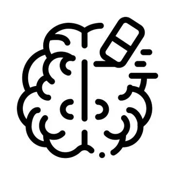 Brain mind erase eraser icon vector outline illustration 스톡 일러스트