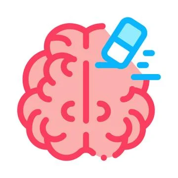 Brain mind erase eraser icon vector outline illustration 스톡 일러스트